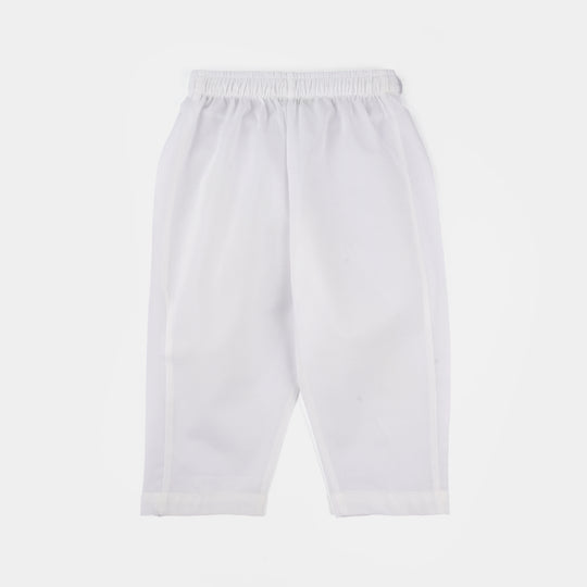 Infant Boys Cotton Kurta Pajama (Chicken Kari) - White