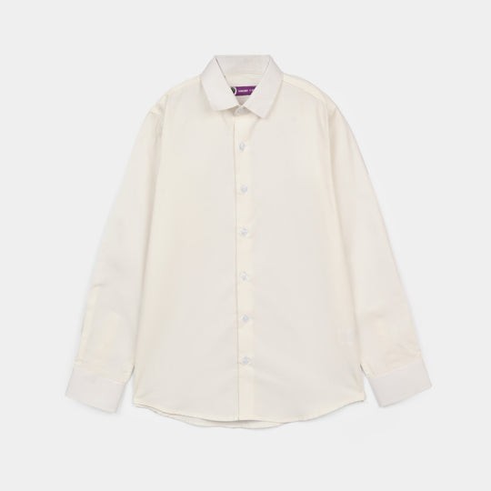 Boys Yarn Dyed Formal Shirt - White