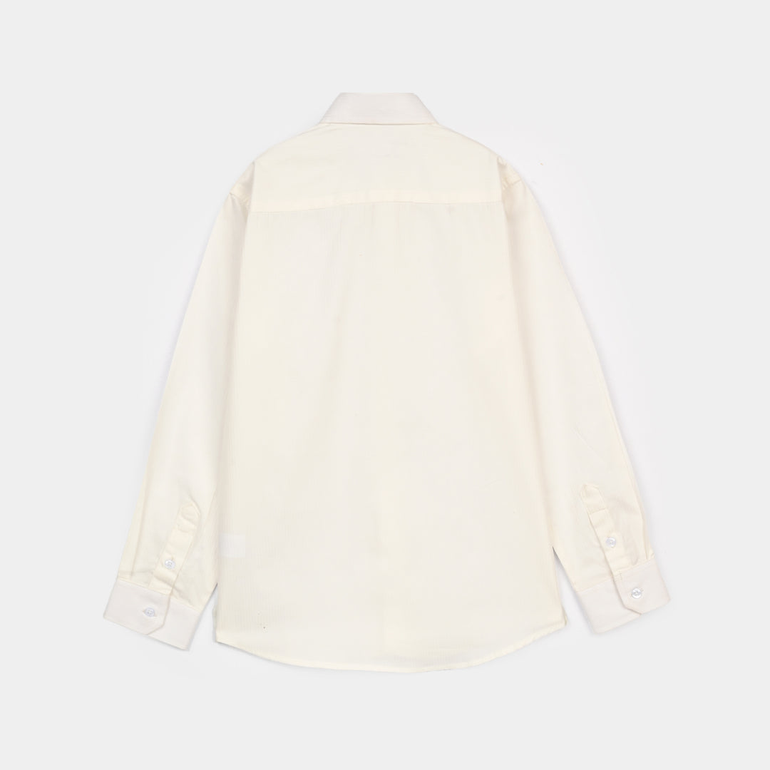 Boys Yarn Dyed Formal Shirt - White