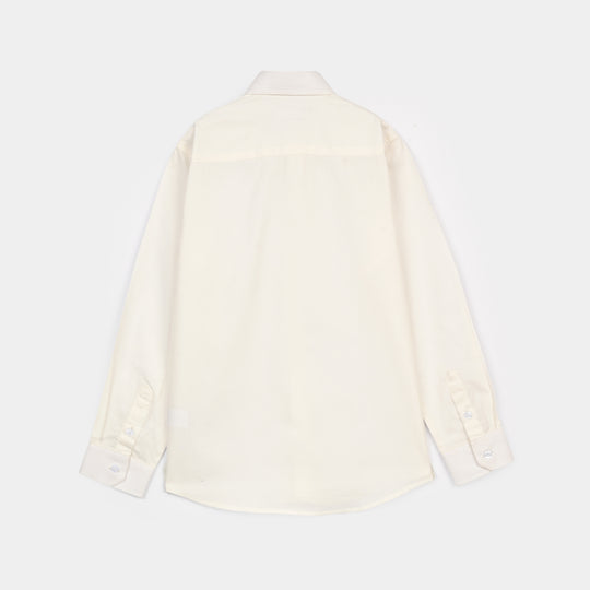 Boys Yarn Dyed Formal Shirt - White
