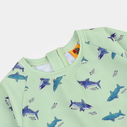 Boys Nylon Swimming Jumper Shark-GREEN