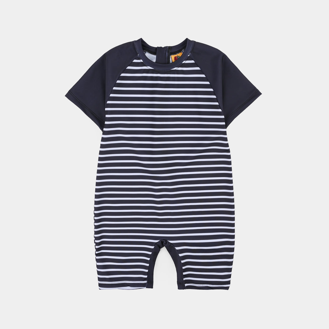 Boys Nylon Swimming Jumper Navy Stripes-Blue