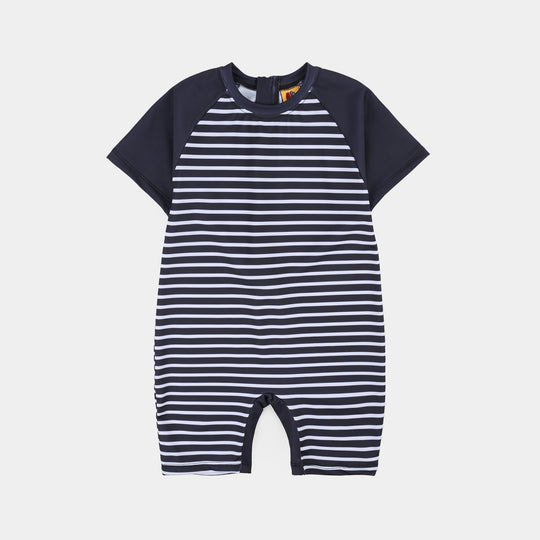 Boys Nylon Swimming Jumper Navy Stripes-Blue