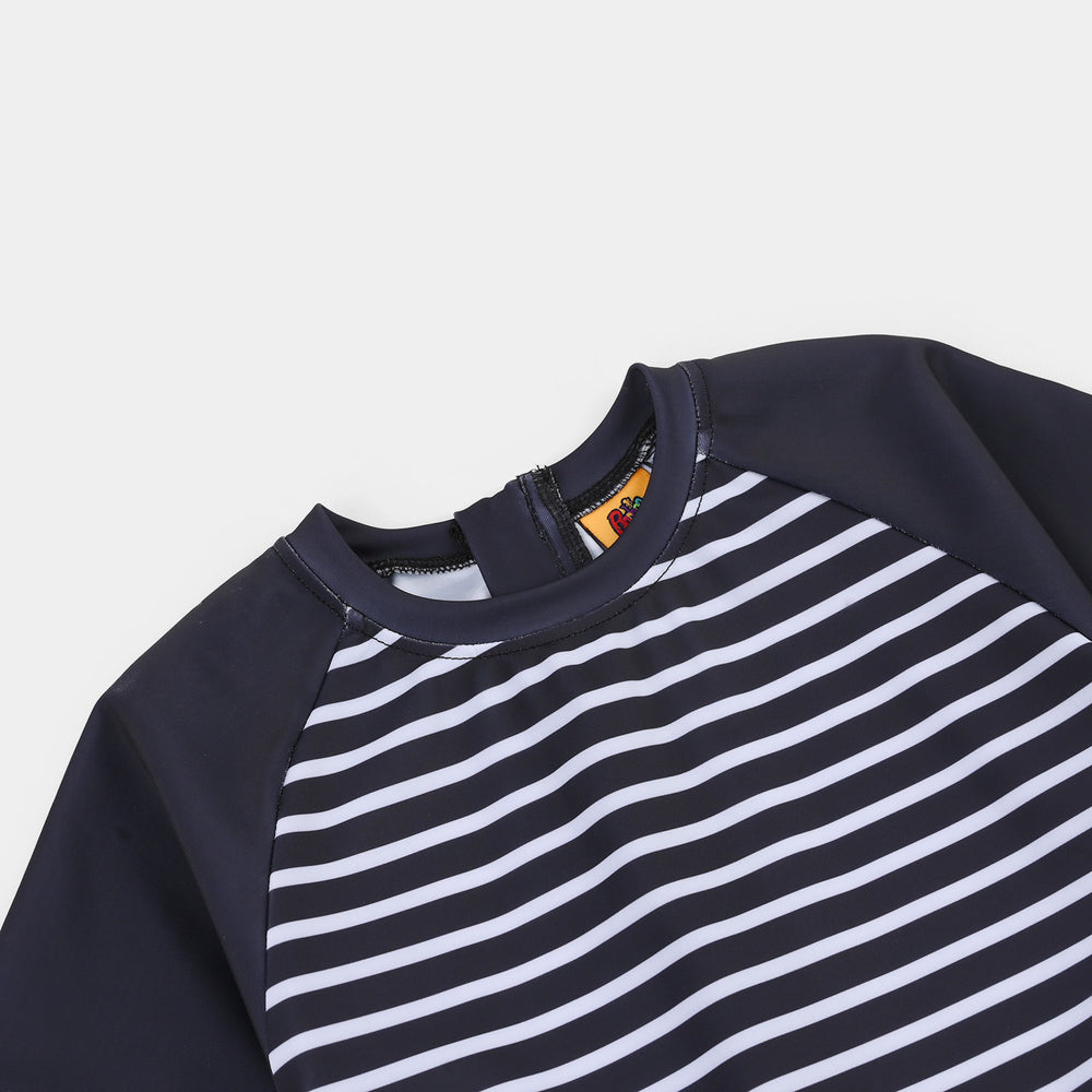 Boys Nylon Swimming Jumper Navy Stripes-Blue