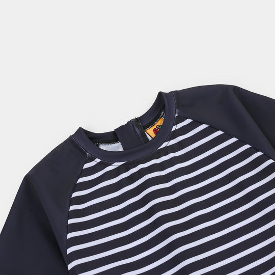 Boys Nylon Swimming Jumper Navy Stripes-Blue