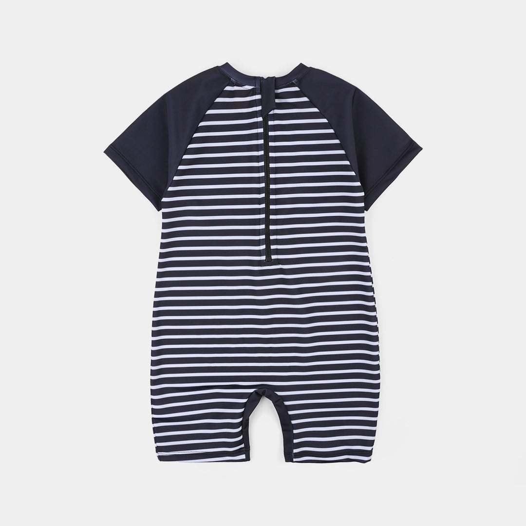 Boys Nylon Swimming Jumper Navy Stripes-Blue