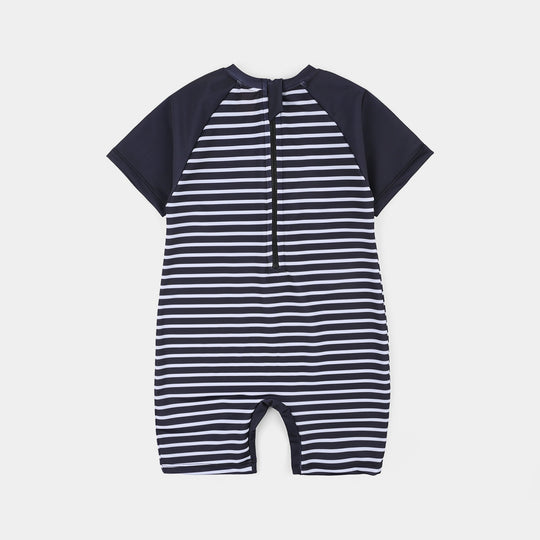 Boys Nylon Swimming Jumper Navy Stripes-Blue