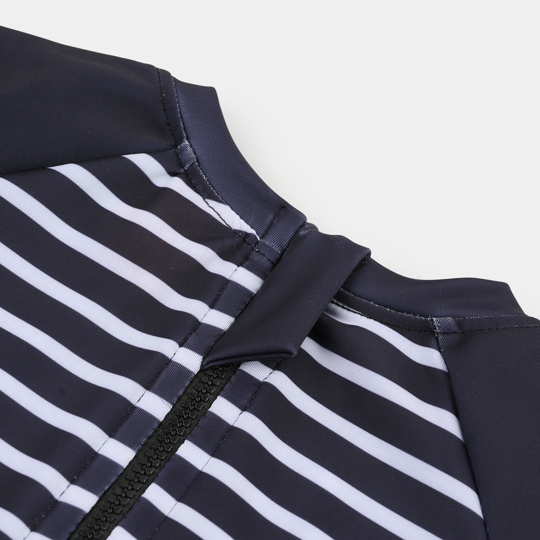 Boys Nylon Swimming Jumper Navy Stripes-Blue