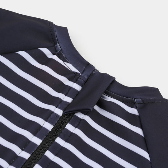 Boys Nylon Swimming Jumper Navy Stripes-Blue