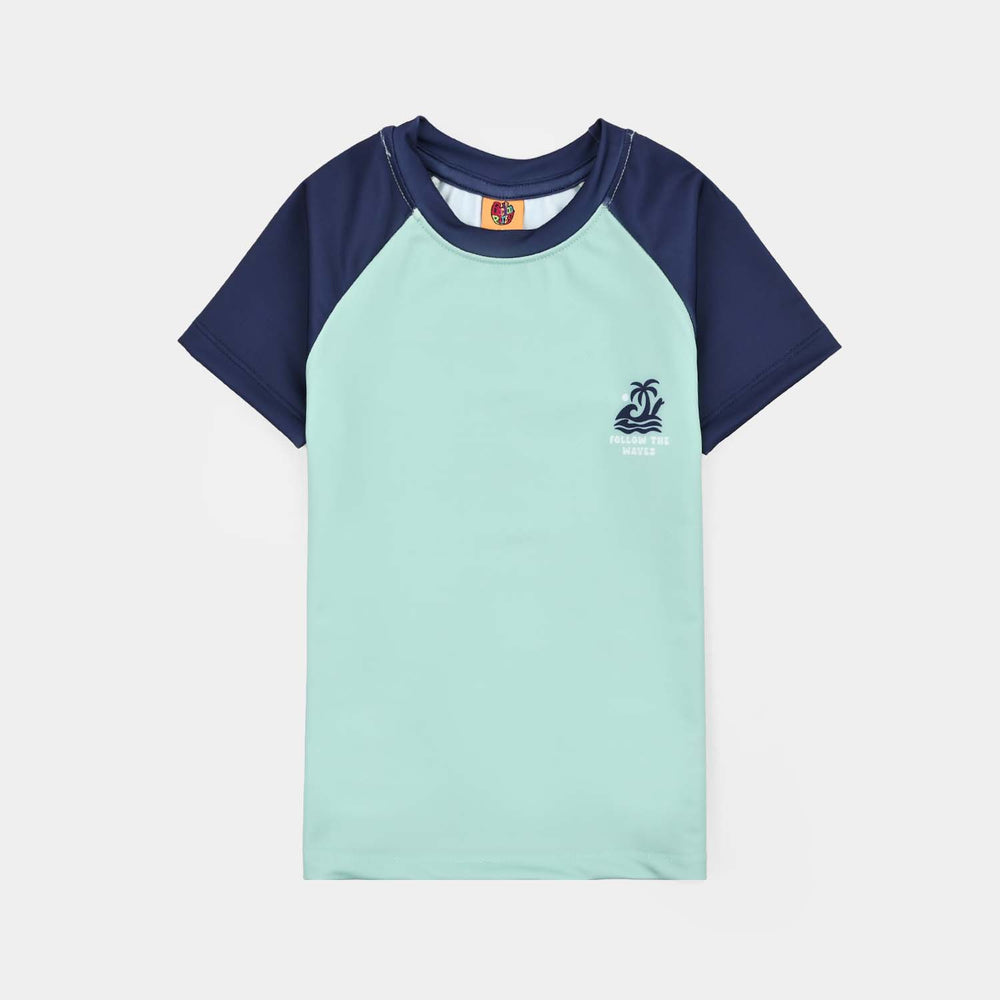 Boys Nylon Swimming 2Piece Suit Sea Shore -Green