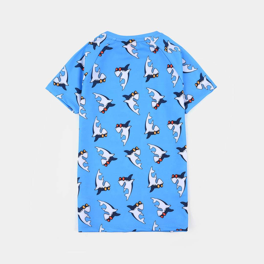 Boys Polyester Swimming 2-Piece Suit (Shark) - Blue