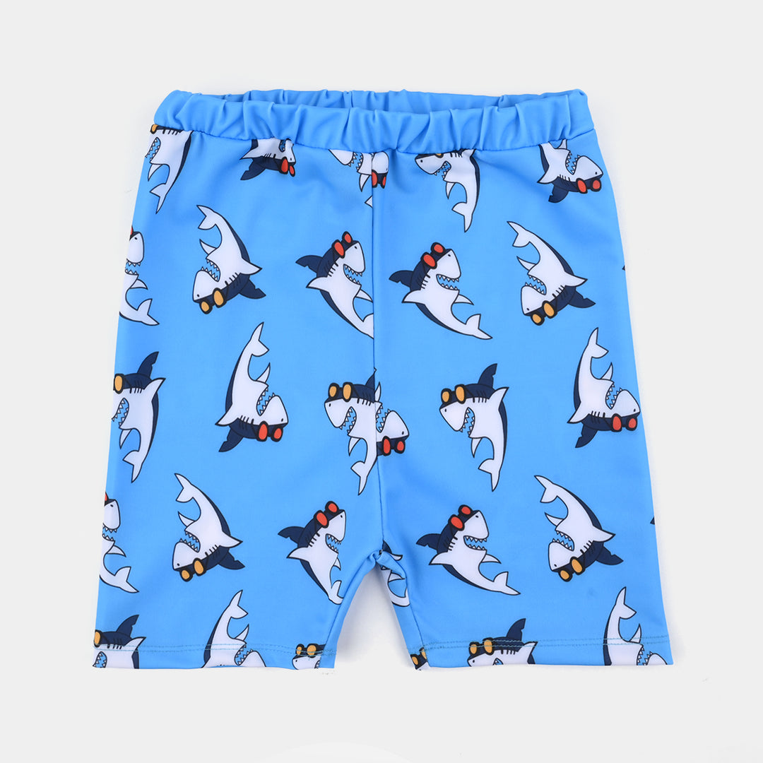 Boys Polyester Swimming 2-Piece Suit (Shark) - Blue