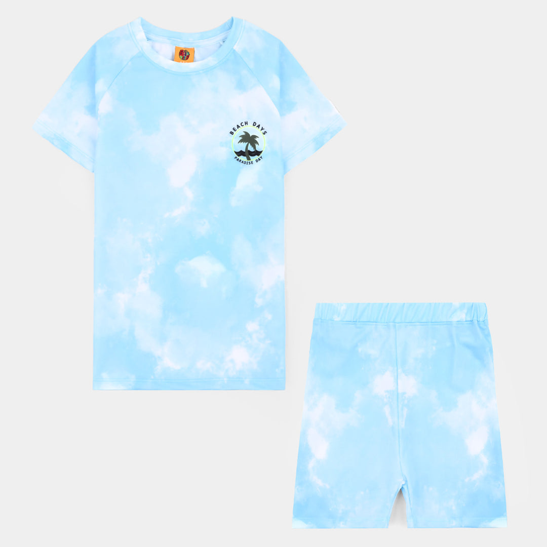 Boys Nylon Swimming 2Piece Suit Paradise-Blue
