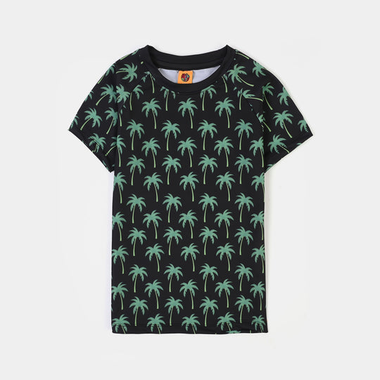 Boys Nylon Swimming 2Piece Suit Coconut Tree-BLACK