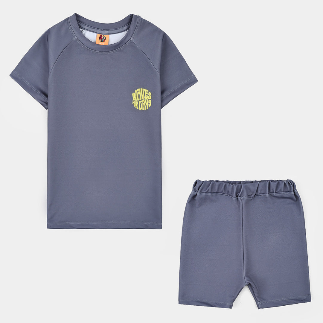 Boys Nylon Swimming 2Piece Suit - Solid Grey