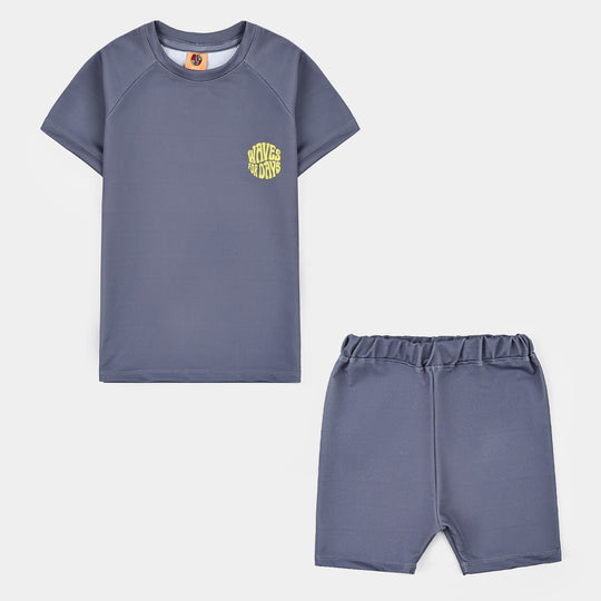 Boys Nylon Swimming 2Piece Suit - Solid Grey