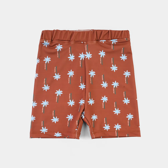 Boys Nylon Swimming Short Palmera-BROWN