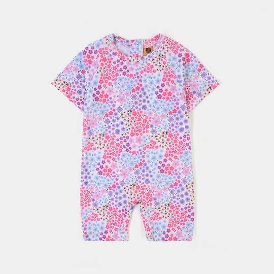 Girls Nylon Swimming Jumper Floral-Multi