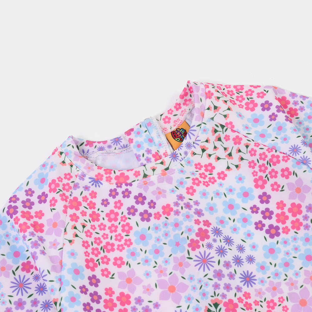 Girls Nylon Swimming Jumper Floral-Multi