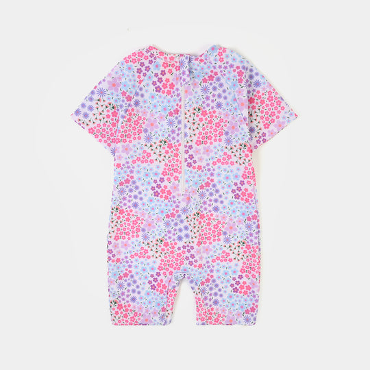 Girls Nylon Swimming Jumper Floral-Multi