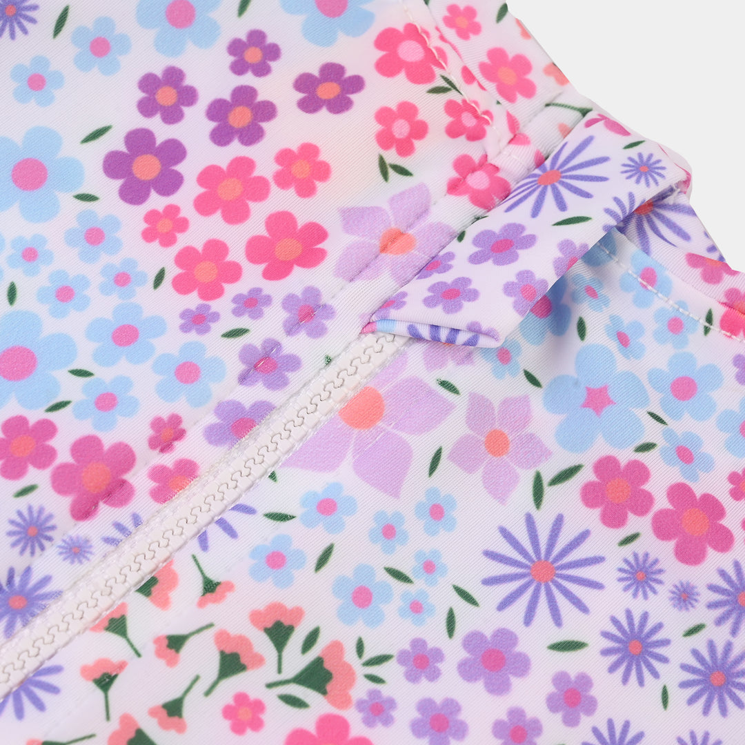 Girls Nylon Swimming Jumper Floral-Multi