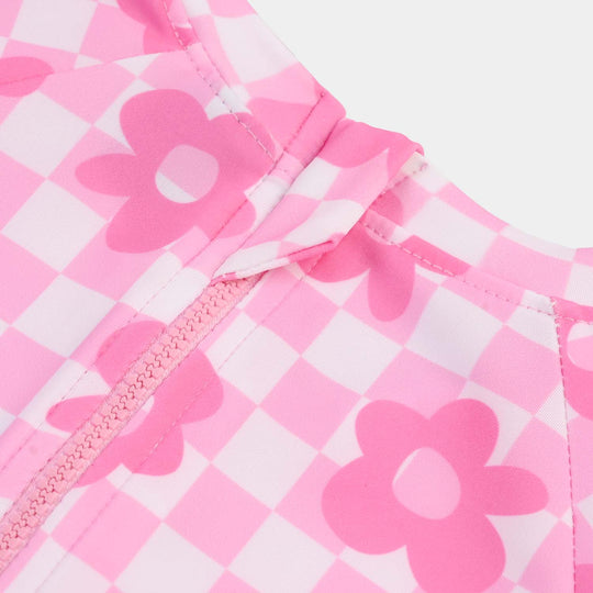 Girls Nylon Swimming Jumper Pink Daisy-Pink