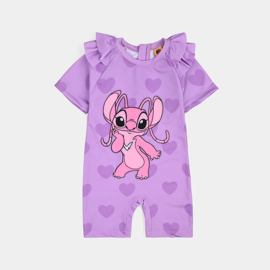 Girls Nylon Swimming Jumper Stitch-Purple