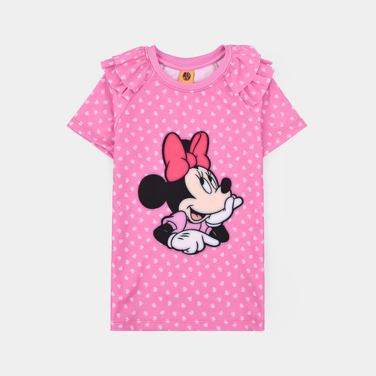 Girls Nylon Swimming 2Piece Suit Character-Pink