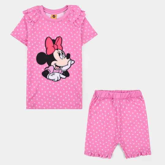 Girls Nylon Swimming 2Piece Suit Character-Pink