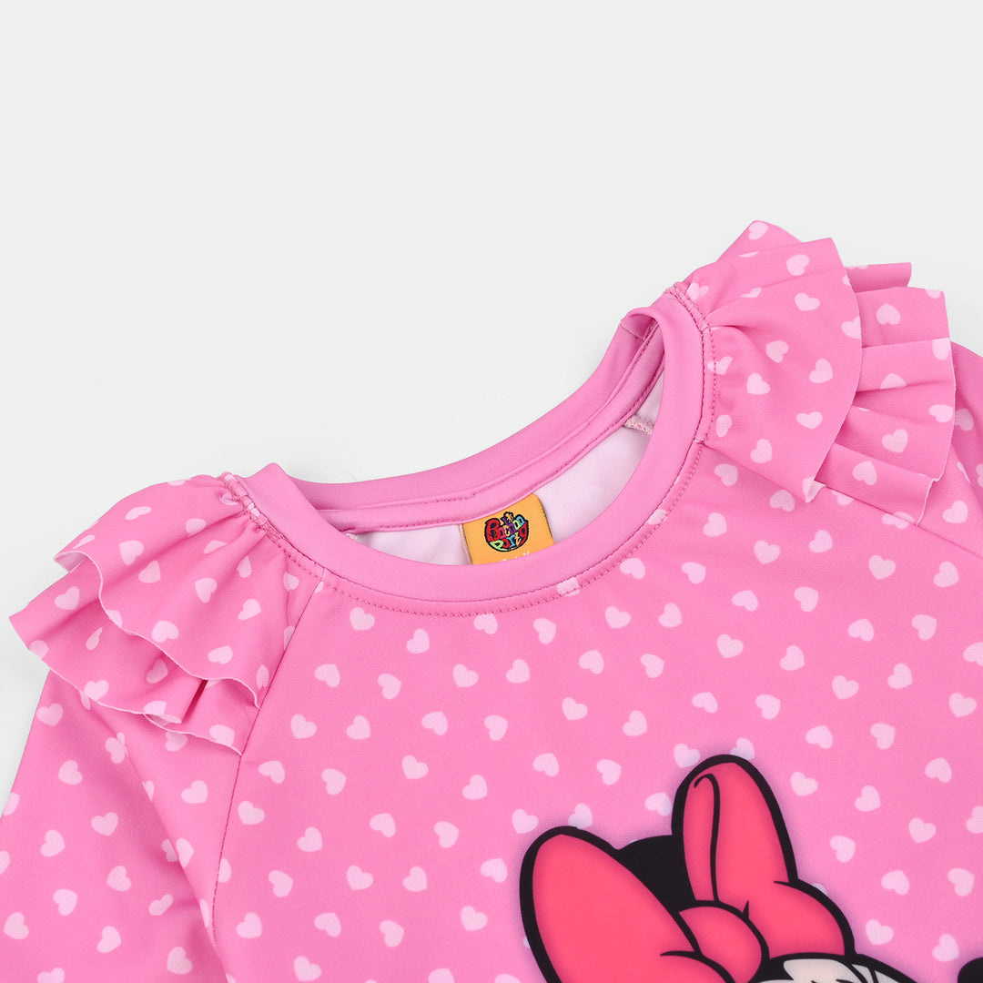 Girls Nylon Swimming 2Piece Suit Character-Pink