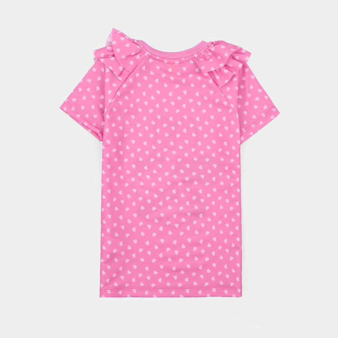 Girls Nylon Swimming 2Piece Suit Character-Pink