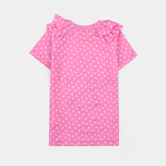 Girls Nylon Swimming 2Piece Suit Character-Pink