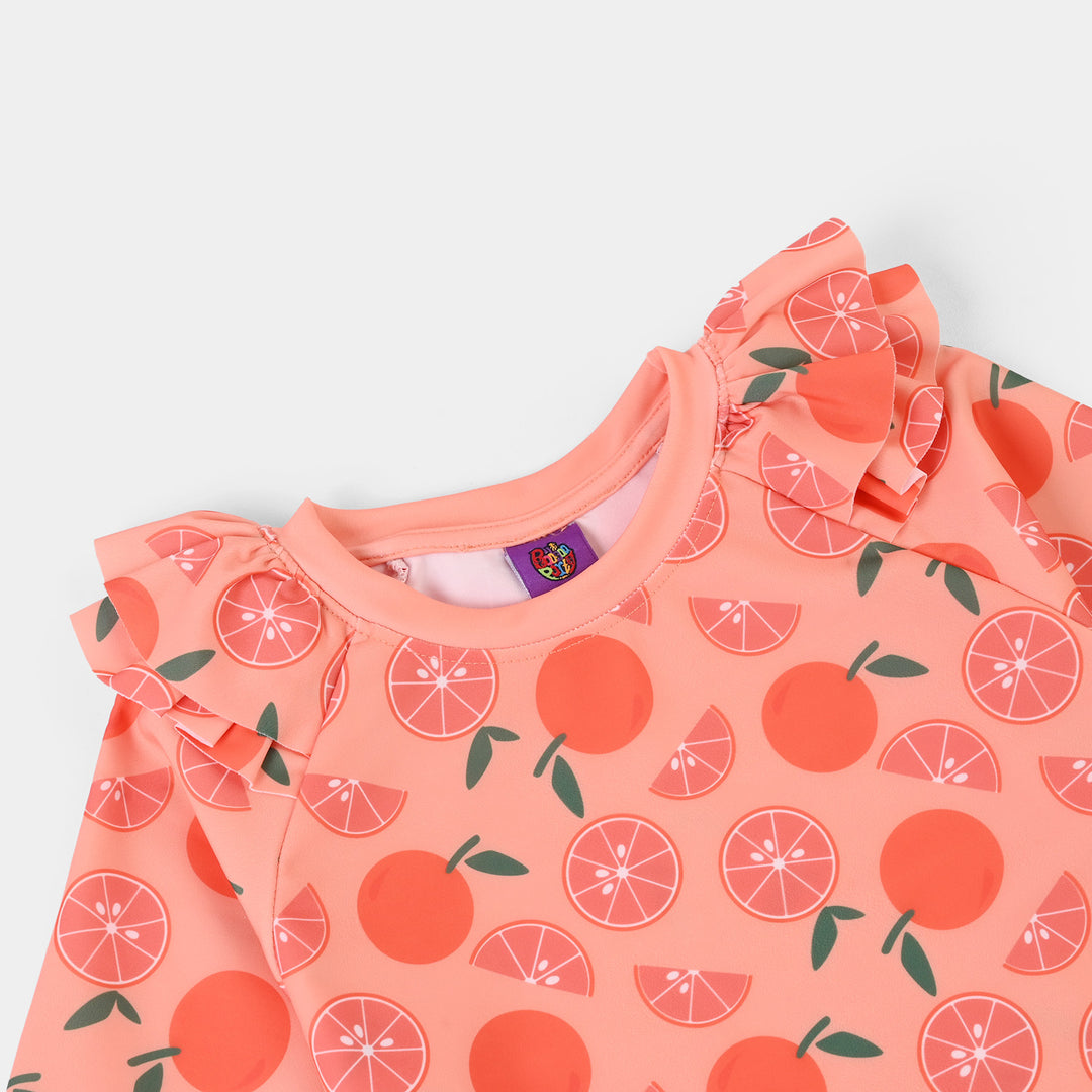 Girls Nylon Swimming 2Piece Suit Oranges