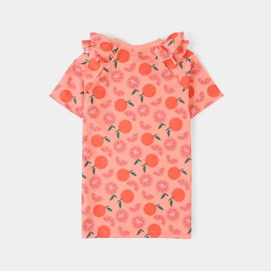 Girls Nylon Swimming 2Piece Suit Oranges