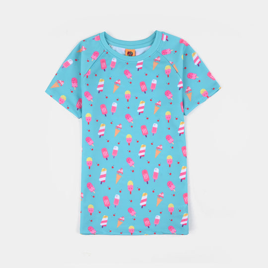 Girls Polyester Swimming 2-Piece Suit (Sweet Treat) - Blue