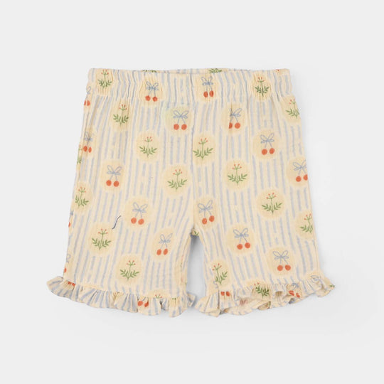 Infant Girls Cotton Short Ruffle Hem-Multi