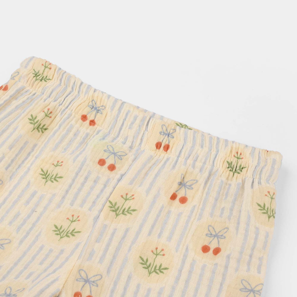 Infant Girls Cotton Short Ruffle Hem-Multi