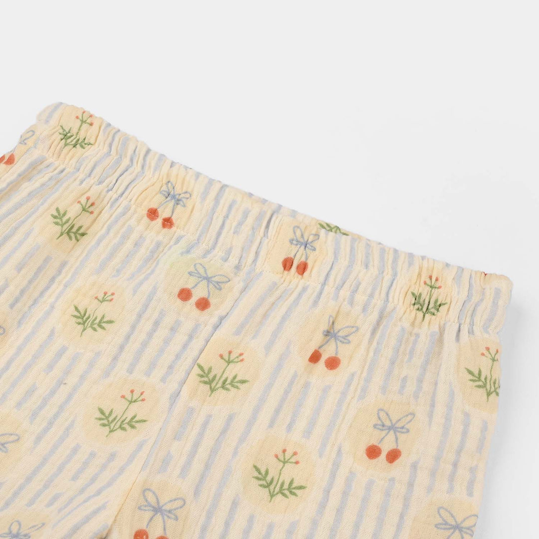 Infant Girls Cotton Short Ruffle Hem-Multi