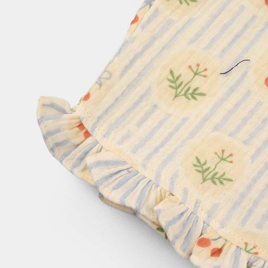 Infant Girls Cotton Short Ruffle Hem-Multi