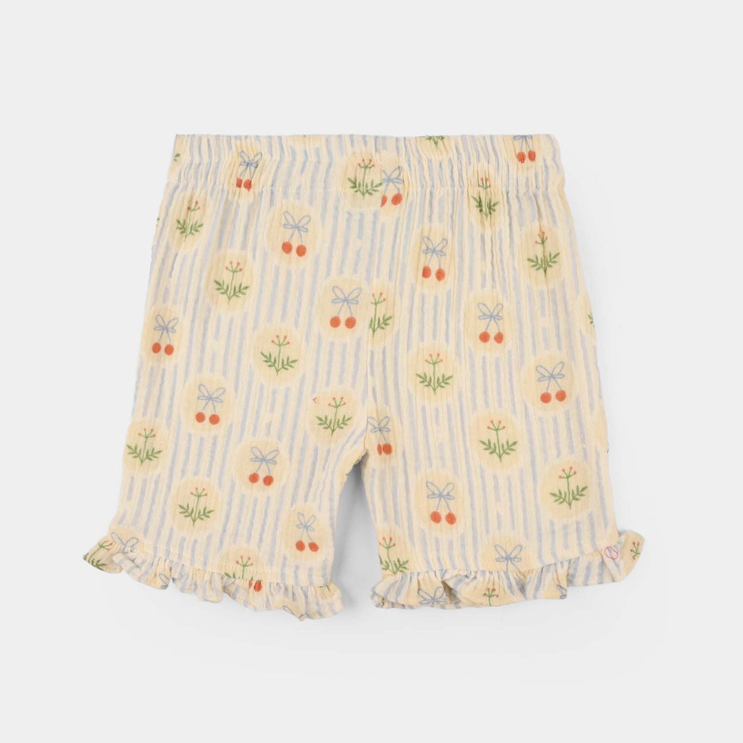 Infant Girls Cotton Short Ruffle Hem-Multi