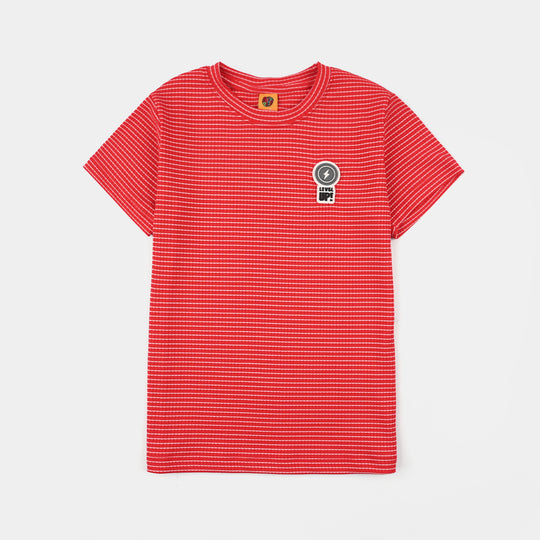 Boys 2x1 Rib T-Shirt Level Up-Red