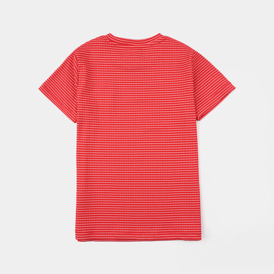 Boys 2x1 Rib T-Shirt Level Up-Red