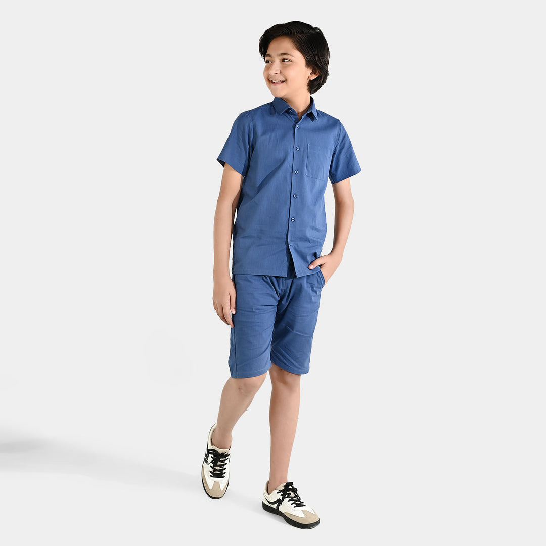 Boys Slub Jersey Woven Suit (Chilling All Day) - Blue