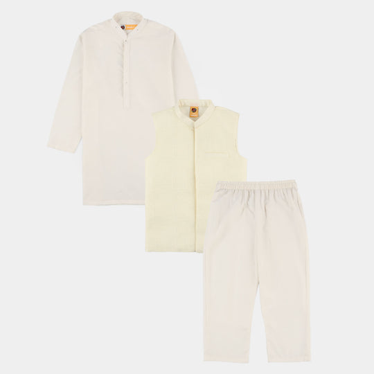 Boys Poly Viscose 3Piece Suit - Off White