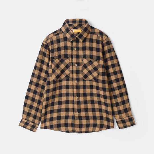 Boys Yarn Dyed Shirt (Mine) - Brown