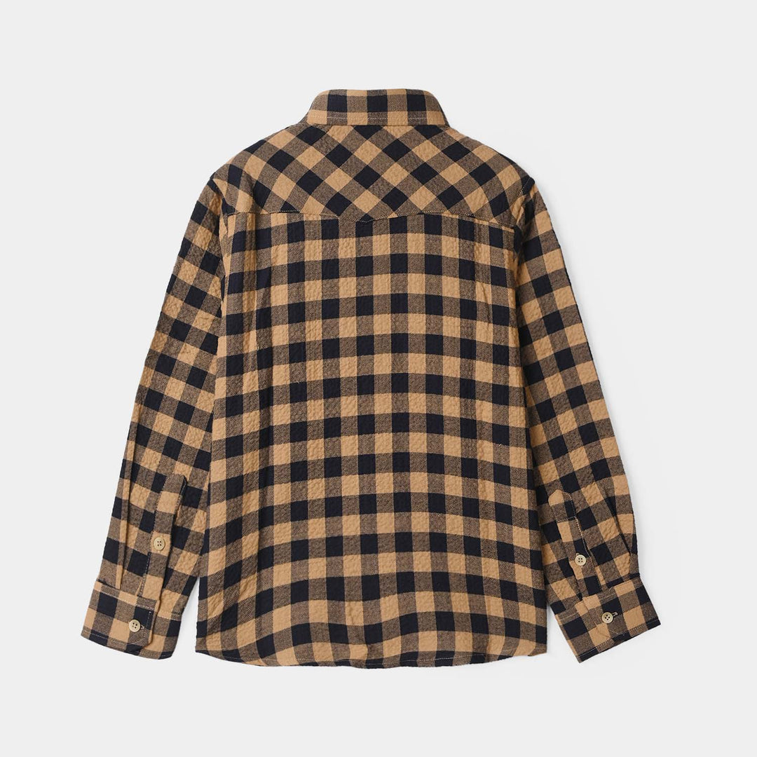 Boys Yarn Dyed Shirt (Mine) - Brown