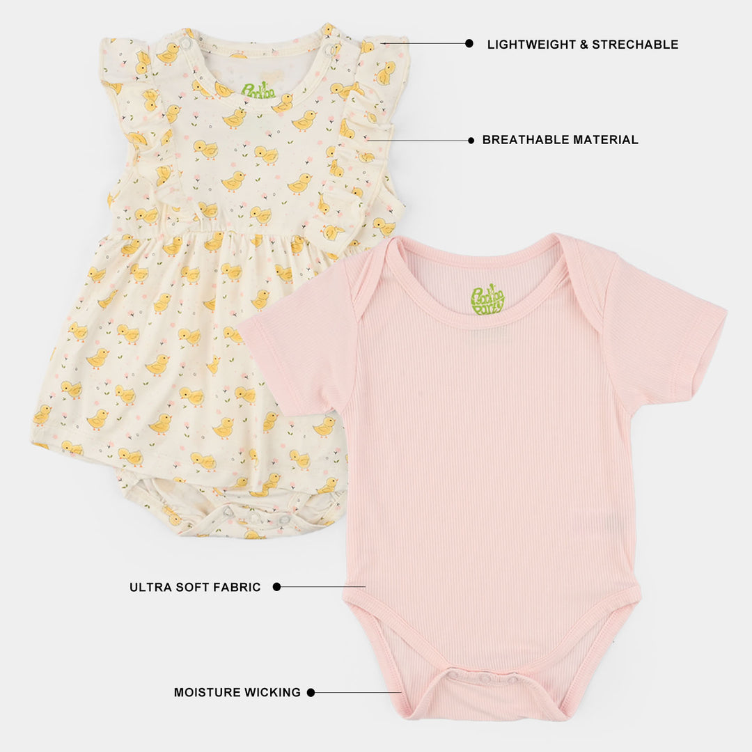 Infant Girls Bamboo Viscose Romper Set (Chicks) - Multi
