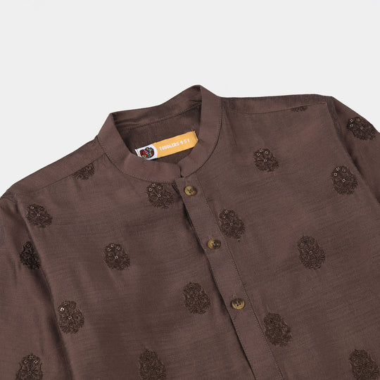 Boys Cotton Viscose Kurta Pajama (Sitara) - Brown