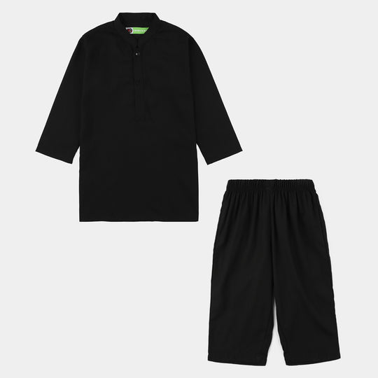 Infant Boys Poly Viscose Kurta Pajama (Blended) - Black