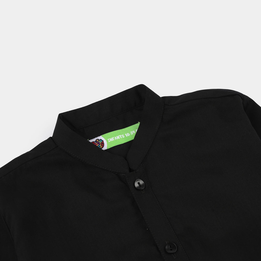 Infant Boys Poly Viscose Kurta Pajama (Blended) - Black